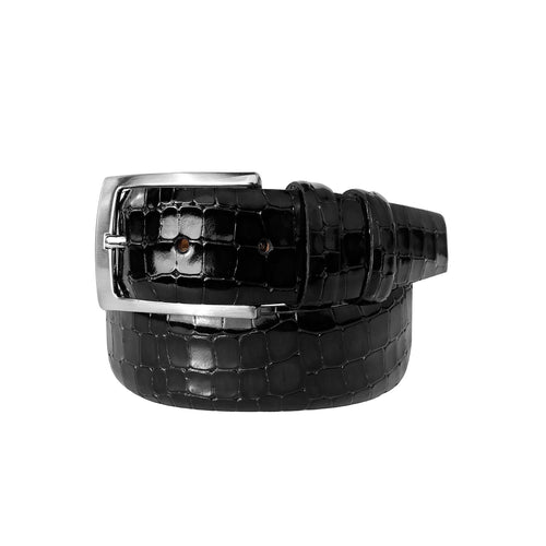 CBelt -5796 Croco Leather Belt - Black