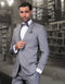 Mens 2 Button Skinny Vested Wool Suit in Grey