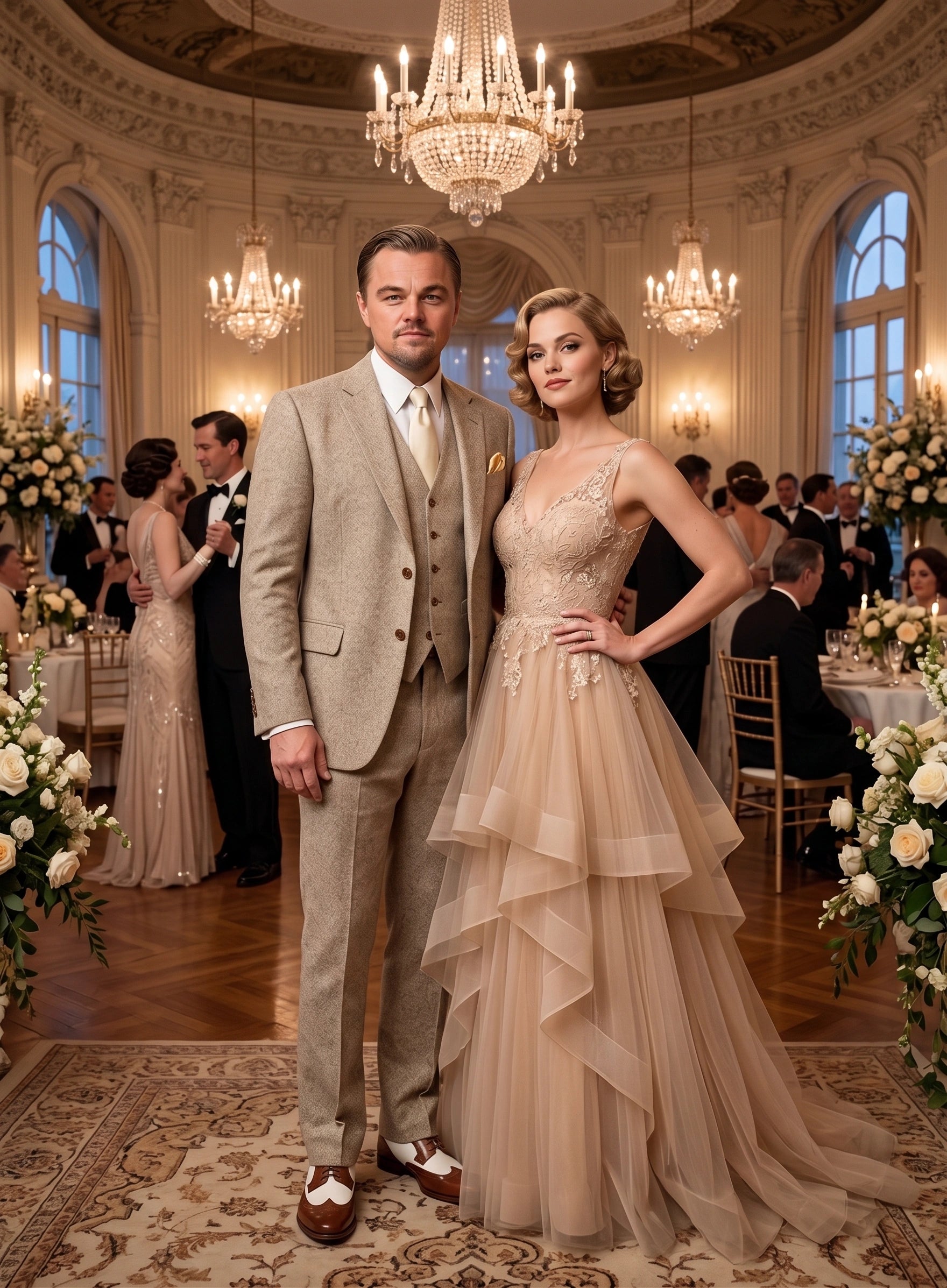 Men’s Light Tan Tweed Great Gatsby 3 Piece Suit – Vintage Vested Wedding Suit, 1920s Classic Formal Outfit Herringbone