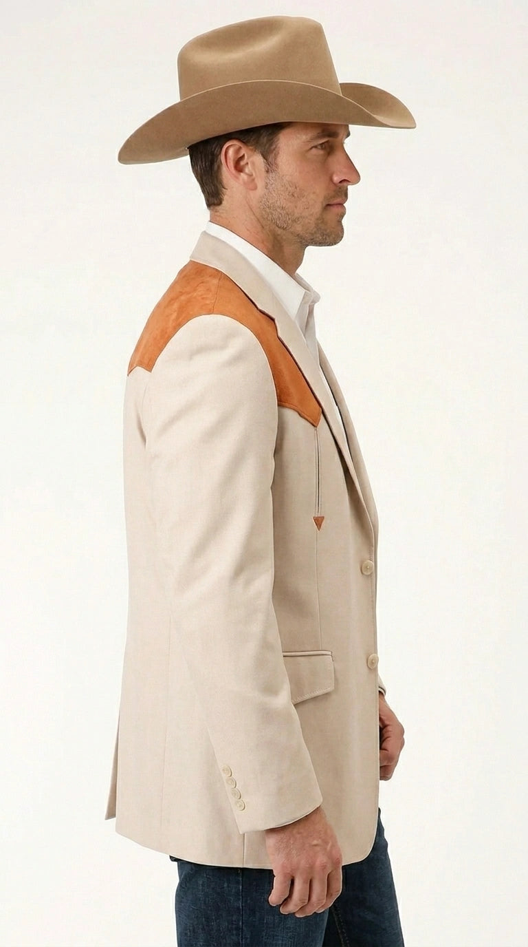 Men’s Tan Beige and Rust Western Cowboy Blazer – Classic Country Style Jacket, Vintage Western Dress Blazer for Men Country Jacket
