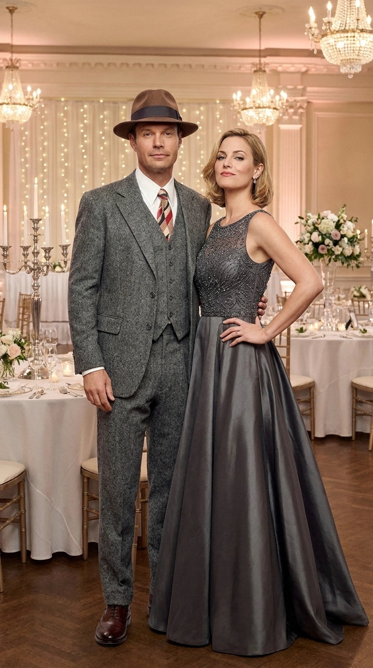 Men’s Grey Vintage Gangster Suit – Bonnie and Clyde Inspired 3 Piece Classic 1920s Formal Outfit