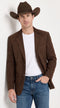 Men’s Brown Suede Western Blazer – Cowboy Sport Coat Jacket for Weddings & Country Wear