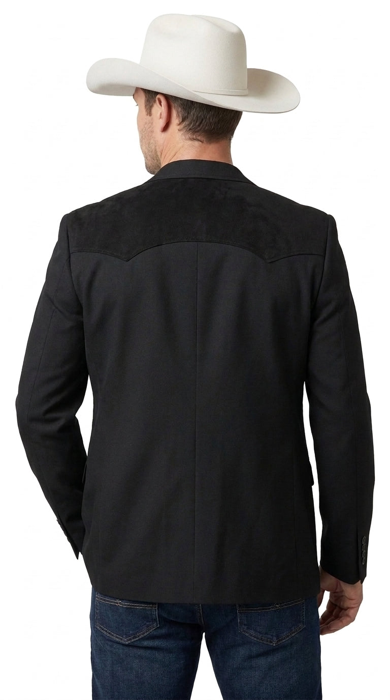 Men’s Black Western Blazer – Cowboy Sport Coat with Western Yoke Design