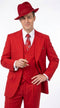 1920s Christmas Holiday Gangster Men’s Red Pinstripe 3-Piece Suit – Peak Lapel Classic Fit Pleated Pants