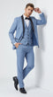 Men’s Powder Blue 3 Piece Tuxedo Suit – Light Blue Shawl Lapel Wedding Prom Suit with Vest