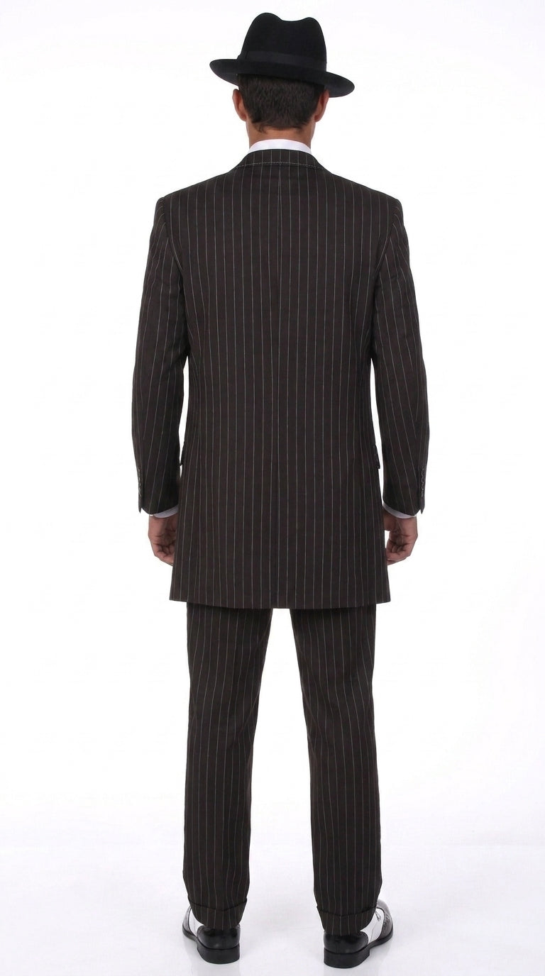 Men’s Black Pinstripe Zoot Suit – 3-Piece Gangster, Formal Suit 1920s Pimp Suit