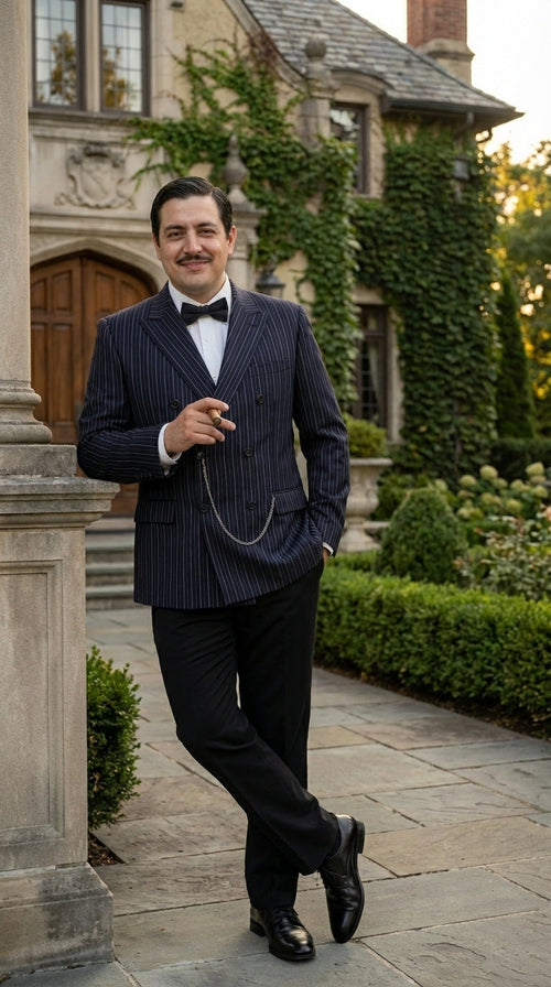 Men’s Black Pinstripe Blazer Gomez Addams Inspired Jacket – Vintage Double Breasted Formal Blazer, Classic Party Costume Wear, Elegant Evening