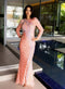 Primavera Couture 12117 Coral Beaded Sequin Long-Sleeve Formal Dress