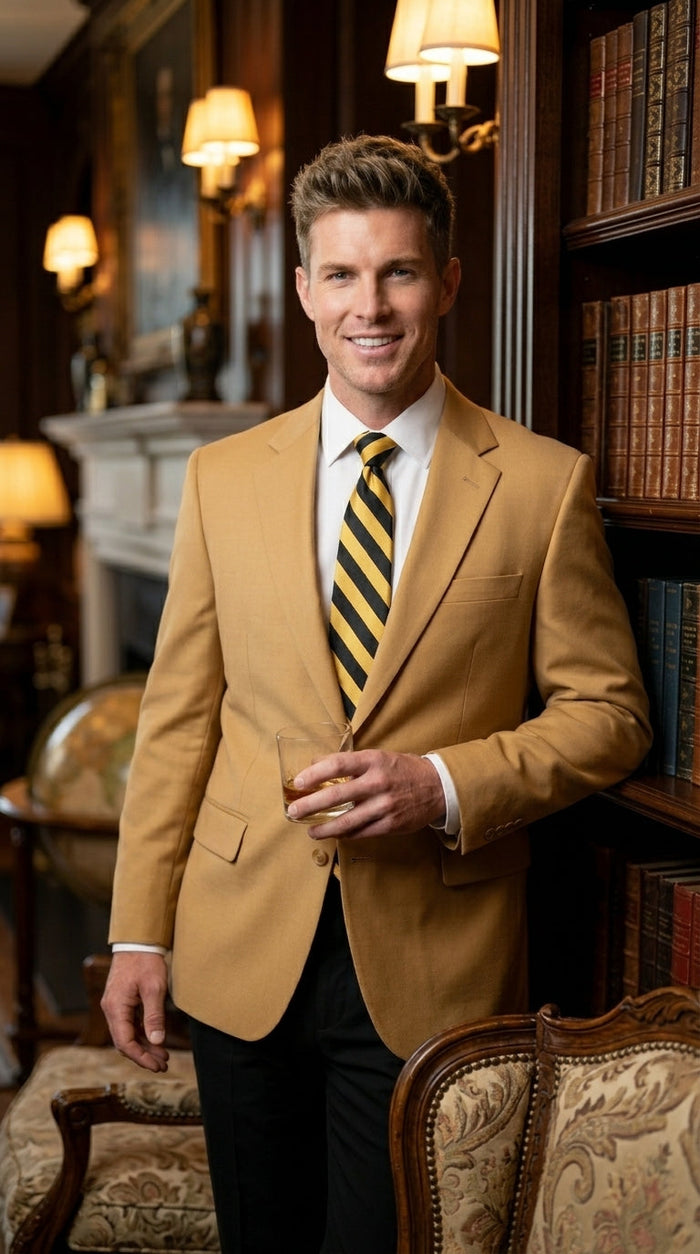 Men’s Camel Blazer, Classic Two Button Business Casual Wedding Summer Sport Coat Jacket in Khaki Bronze Color Modern Fit