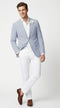 Mens Blue Seersucker Blazer – Lightweight Striped Summer Sport Coat Casual Smart Formal Jacket