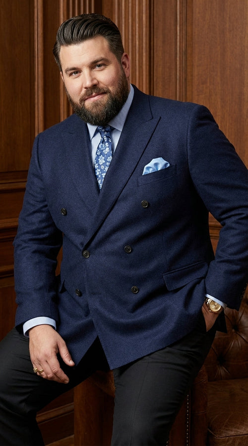 Mens Navy Blue Double Breasted Blazer – Classic Formal Suit Jacket for Business, Wedding, Office and Professional Wear