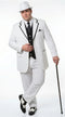 Men’s White Pinstripe 1920s Gangster 3 Piece Suit, Black Contrast Formal Costume Suit for Parties, Prom, Weddings, and Theme Events