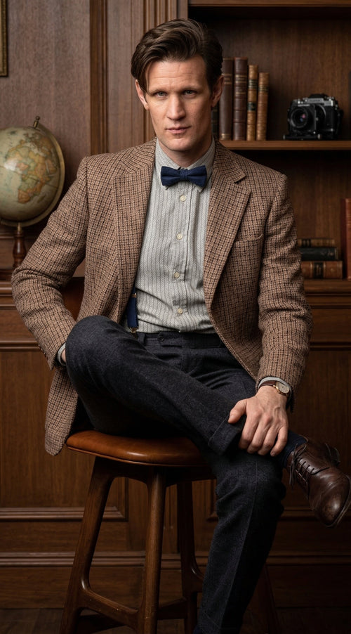 Men’s Brown Tweed Blazer Matt Smith Inspired Jacket – Classic Vintage Style Casual Formal Blazer, Smart Office Party Wear