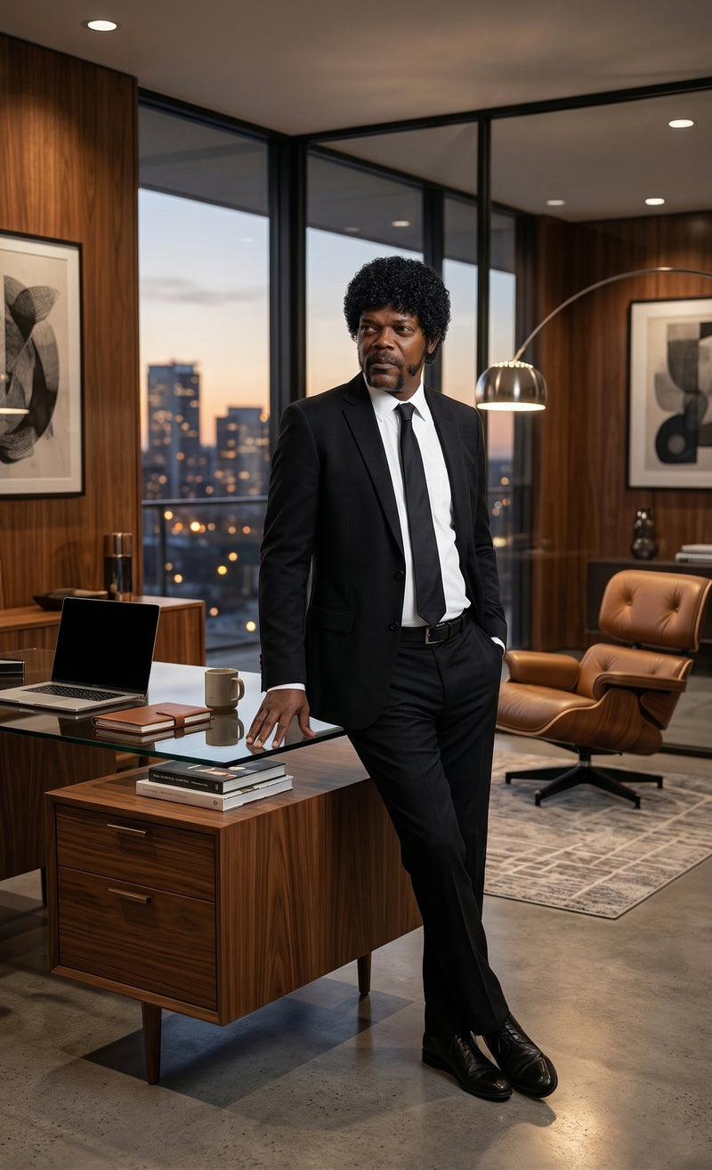 Mens Black Blazer – Jules Winnfield Inspired Pulp Fiction Style Classic Formal Blazer for Men Vintage Retro Jacket
