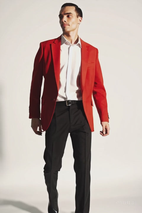 Mens Cashmere And Wool  Blazer - Winter Fabric Red Sport Coat