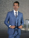 Mens 2 Button Slim Fit Vested Wool Suit in Steel Blue