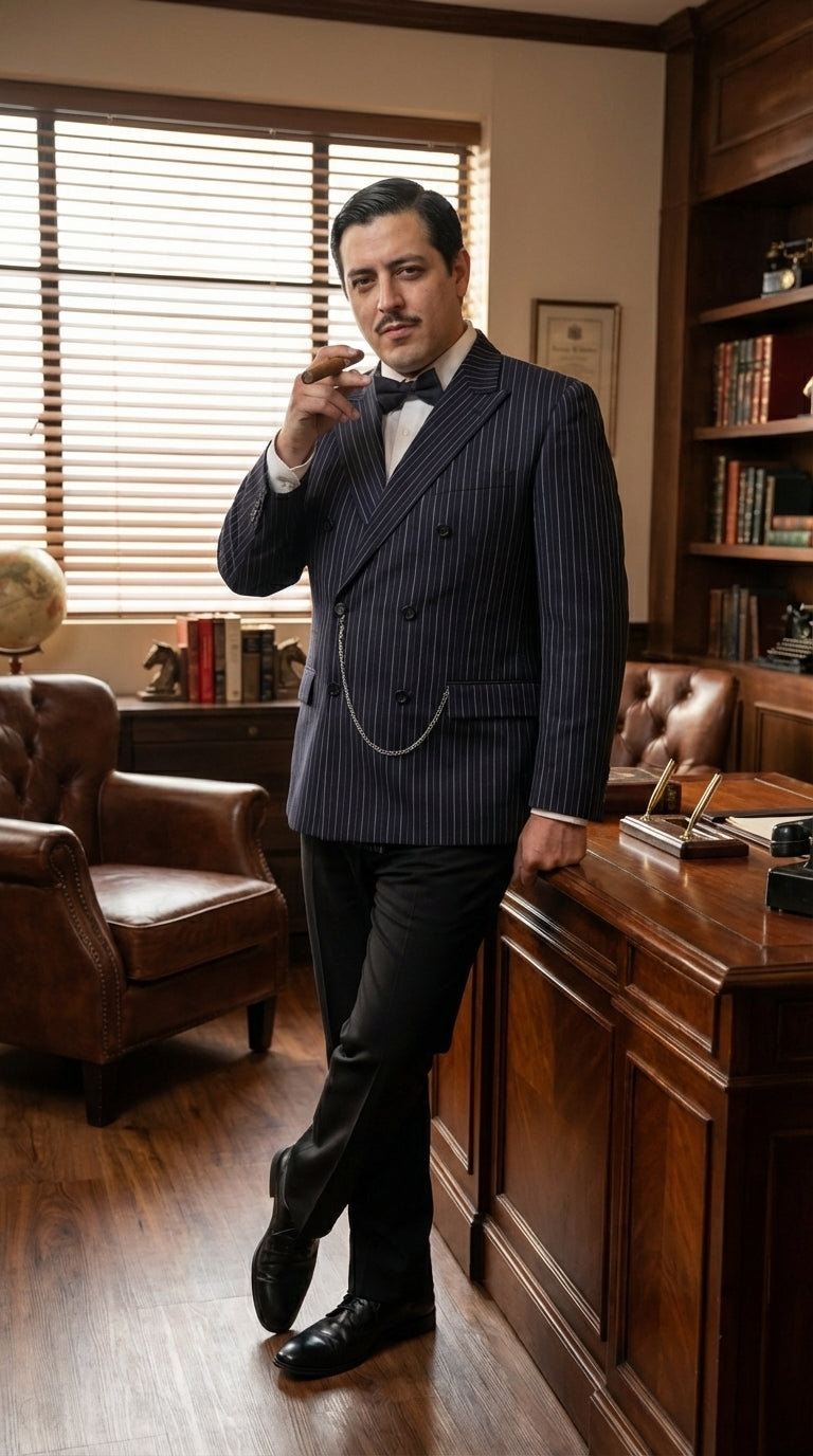 Men’s Black Pinstripe Blazer Gomez Addams Inspired Jacket – Vintage Double Breasted Formal Blazer, Classic Party Costume Wear, Elegant Evening