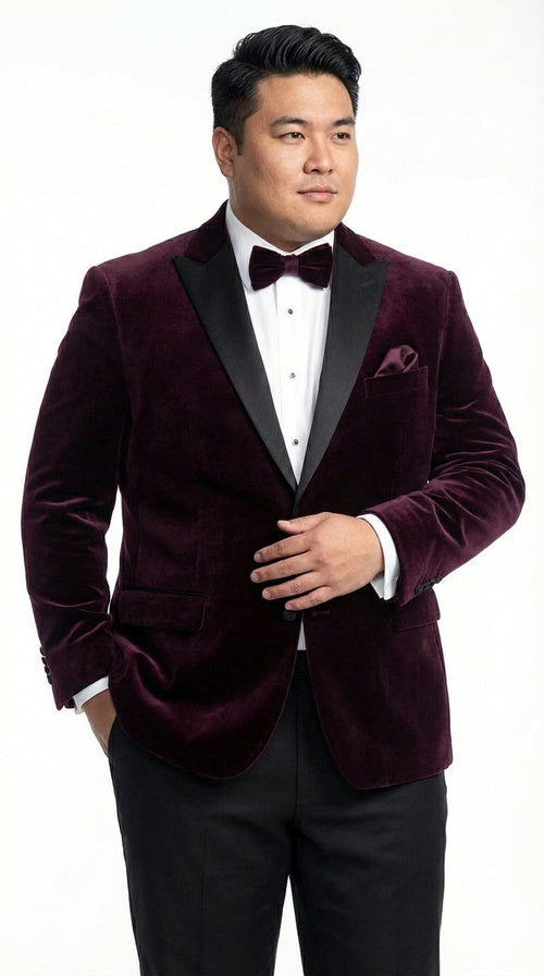 Mens Plum Eggplant Velvet Blazer Jacket – Luxury Velvet Dinner Jacket for Wedding, Tuxedo Events, Formal Parties in Burgundy Color