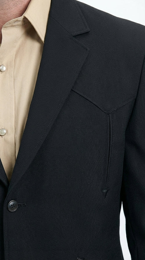 Mens Black Western Blazer Set – Cowboy Style Formal Jacket and Pants Outfit Country Western Suit