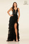Sleeveless A-line Tiered Slit Gown by Lucci Lu 1433
