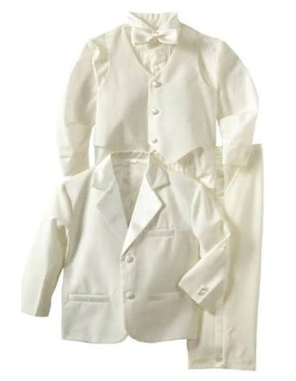 Boys 5 Piece 2 Button Tuxedo Set in Ivory