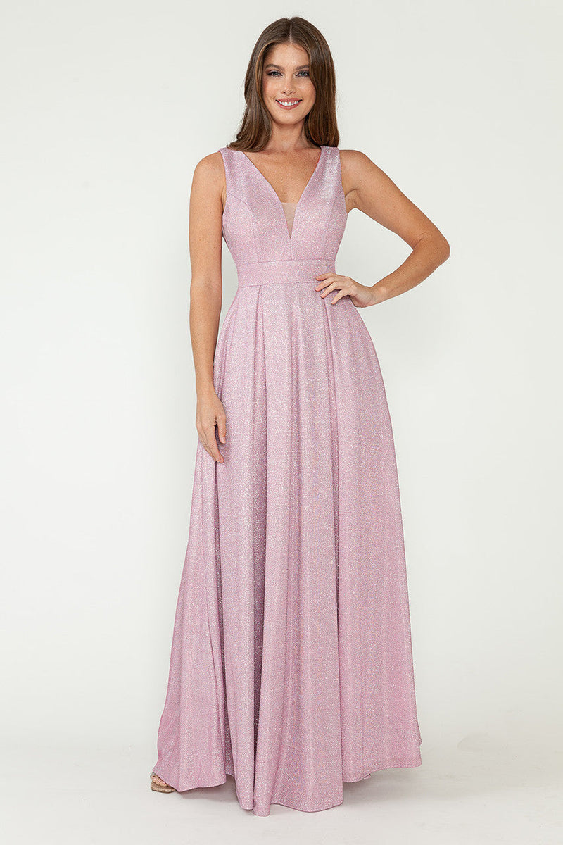 Lenovia 5256 Metallic Glitter Stretch Knit Sleeveless A-line Dress