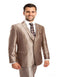 Flashy Suits Mens Tazio Vested Slim Fit Shiny Sharkskin Suit in Champagne