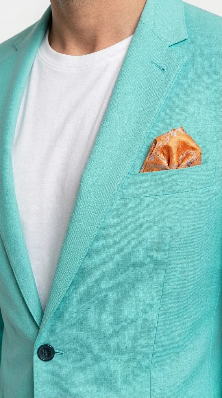 Men’s Turquoise 2 Piece Suit with Jacket and Pants, Formal Wedding Suit for Prom, Parties, Summer Events, and Special Occasions