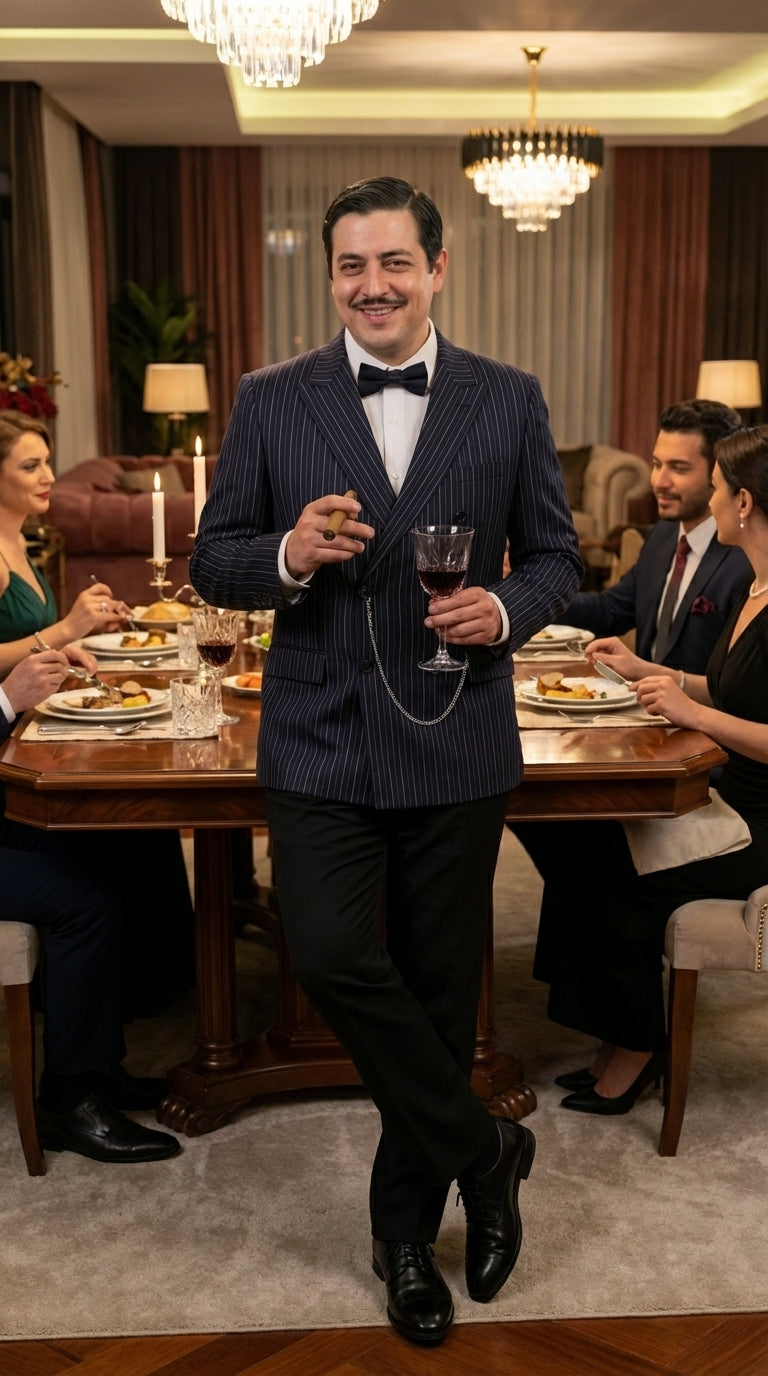 Men’s Black Pinstripe Blazer Gomez Addams Inspired Jacket – Vintage Double Breasted Formal Blazer, Classic Party Costume Wear, Elegant Evening