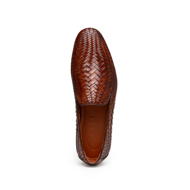 Zelli Rizzo Woven Calfskin Loafer in Cognac | Timeless Italian Style