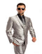 Flashy Suits Mens Tazio Vested Slim Fit Shiny Sharkskin Suit in Silver