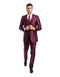 Mens Shiny Mens Tazio Vested Slim Fit Shiny Sharkskin Suit in Burgundy