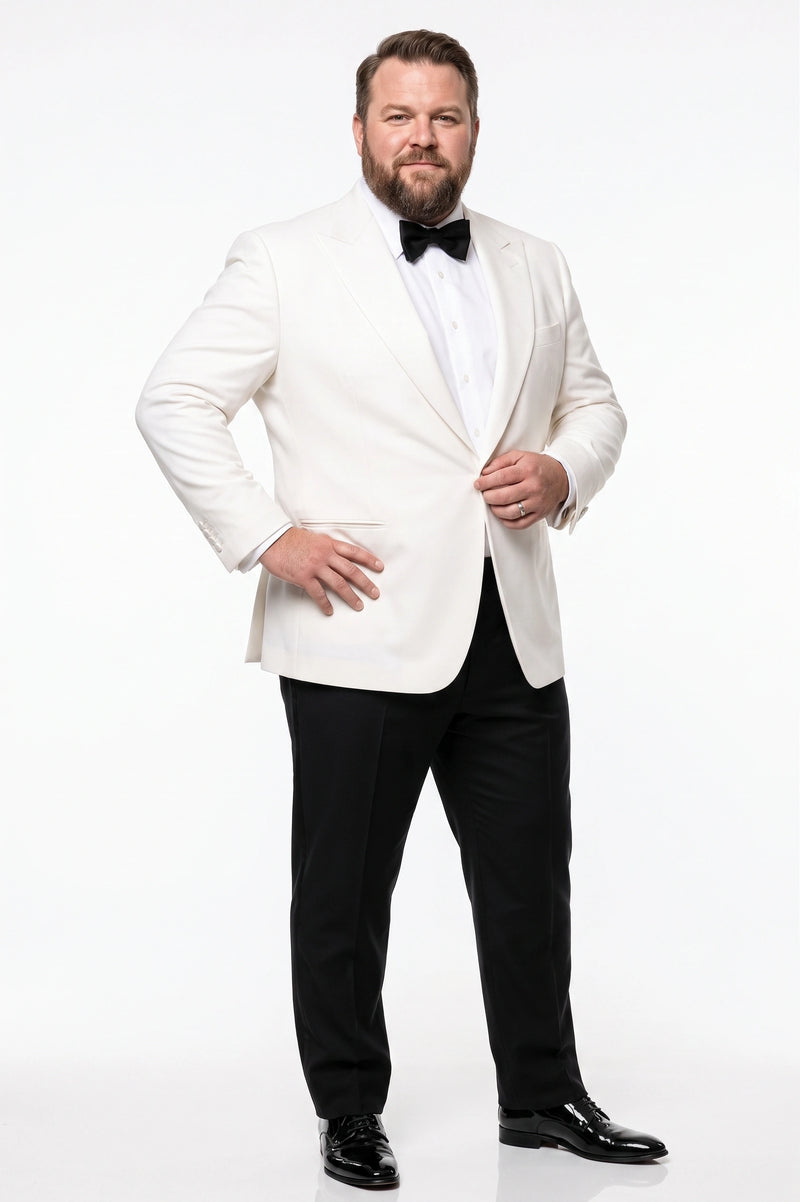 Men’s Pure White Dinner Jacket Blazer – James Bond Style Formal Tuxedo Blazer for Wedding, Black Tie & Evening Wear
