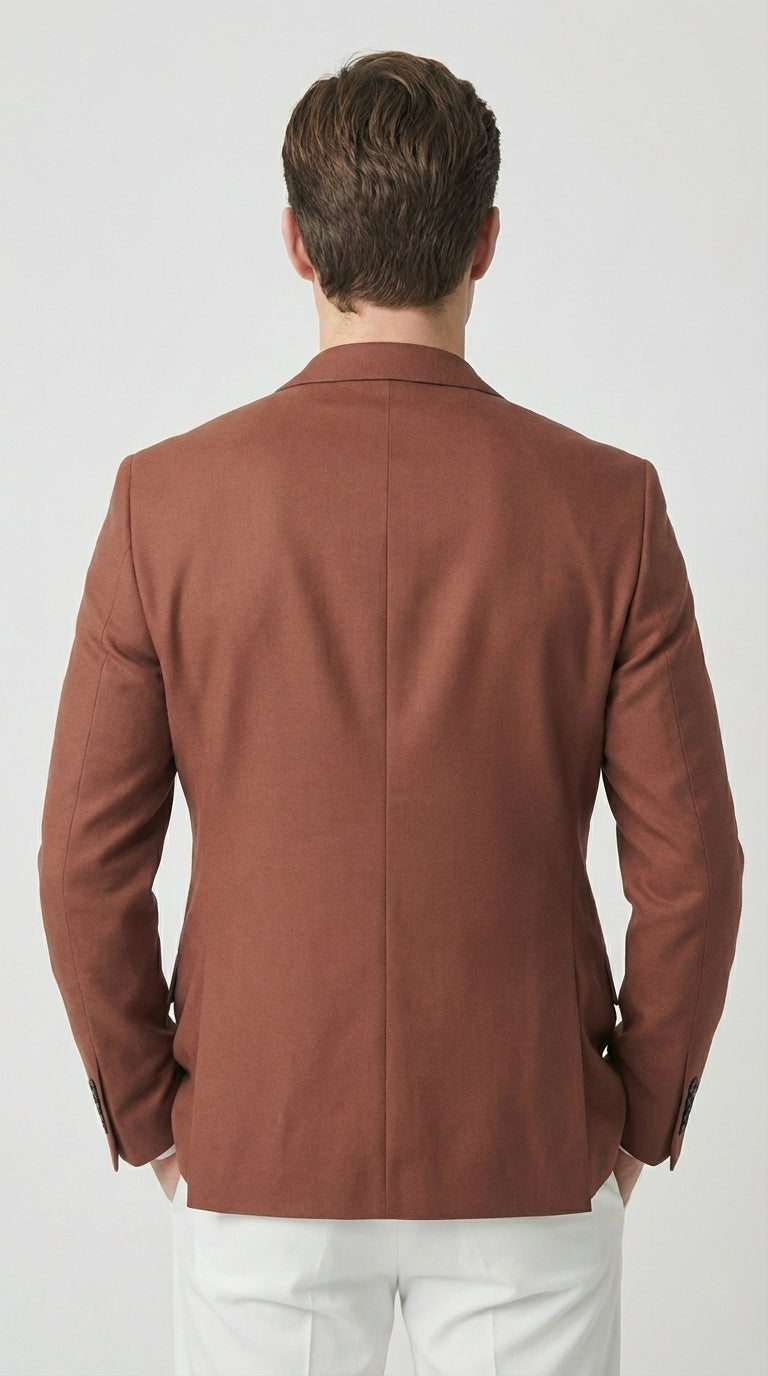 Mens Rustic Brown Light Burnt Orange Copper Blazer – Classic Fit Single Breasted Formal Casual Dress Jacket