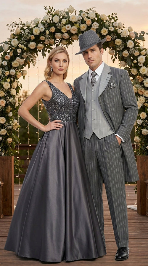 Men's Grey Pinstripe Zoot Suit 3 Piece – 1920s Gangster Vintage Wide Lapel  Suit with Vest for Wedding, Party
