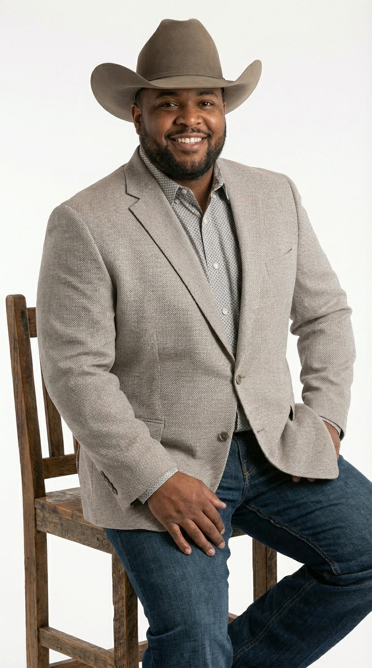 Mens Textured  Light Grey Western Blazer – Cowboy Style Casual Sport Coat for Men Classic Western Jacket