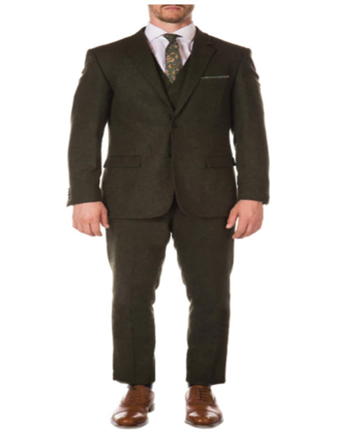 1920s 1910s Peak Blinder Custom Vested Suit Vintage Slim Fitted Blazer And Pants And Vest Hunter Green - Tweed 3 Piece Suit - Tweed Wedding Suit