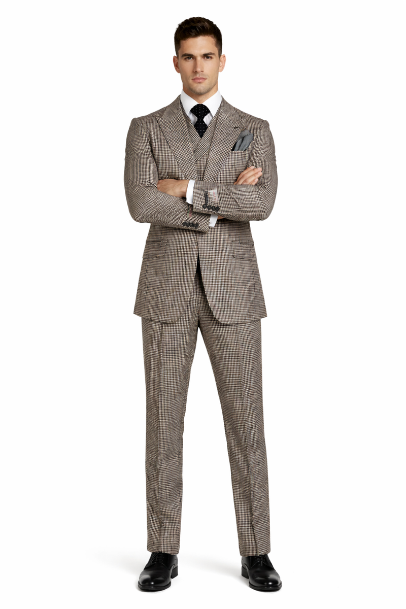 1920'S 1930'S Vintage Suit - Peak Lapel Suit - Vested Suit - Peak Lapel Double Breasted Suit - Classic Fit Pleated Pants