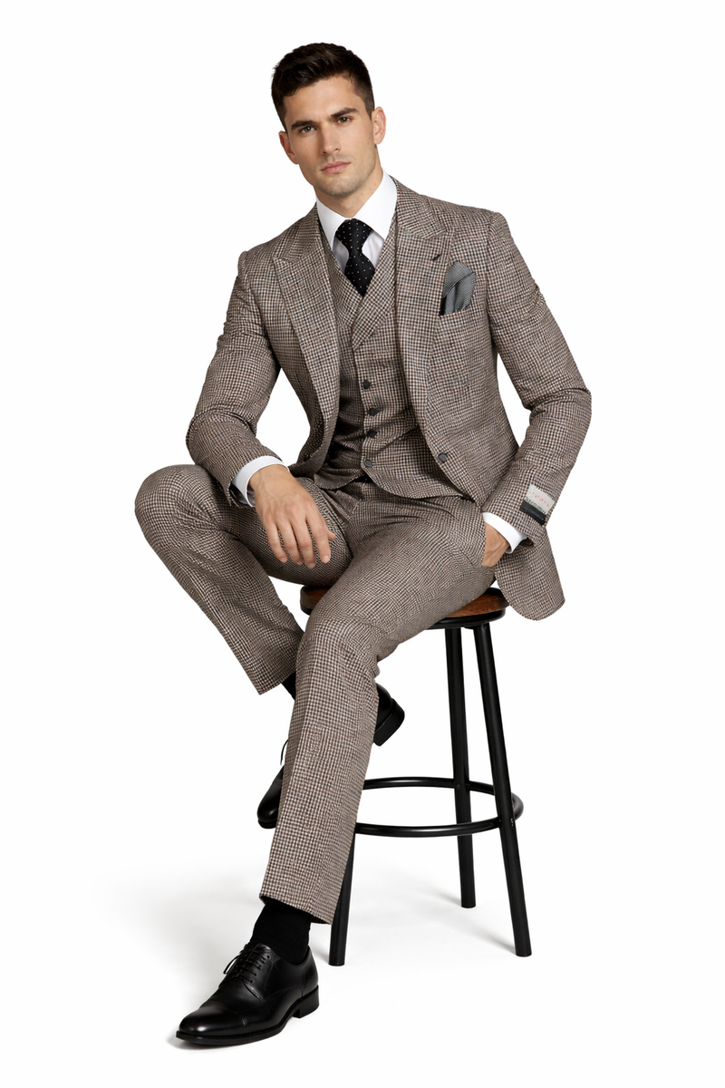 1920'S 1930'S Vintage Suit - Peak Lapel Suit - Vested Suit - Peak Lapel Double Breasted Suit - Classic Fit Pleated Pants