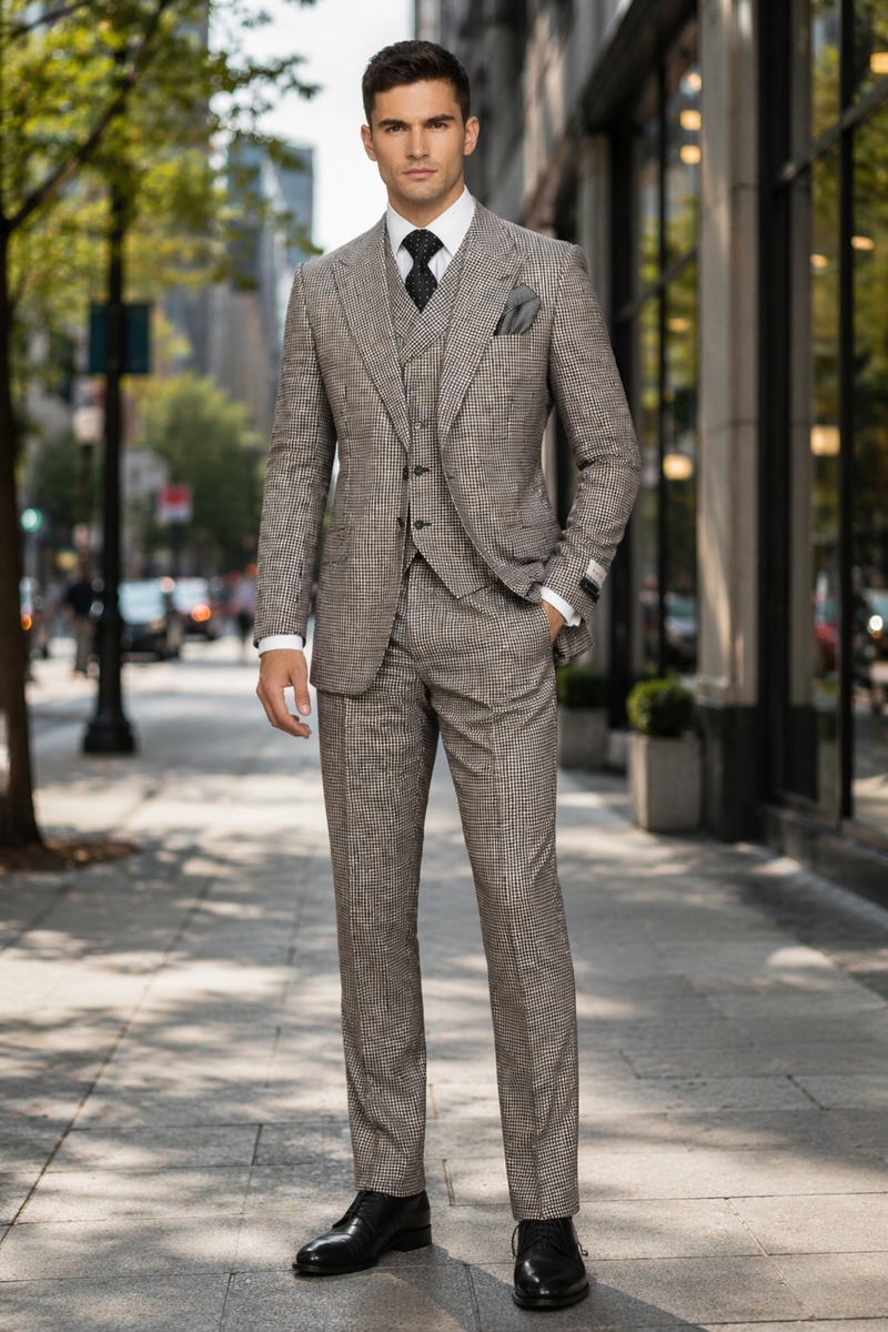 1920'S 1930'S Vintage Suit - Peak Lapel Suit - Vested Suit - Peak Lapel Double Breasted Suit - Classic Fit Pleated Pants