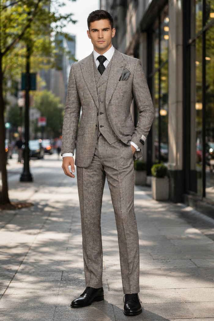 1920'S 1930'S Vintage Suit - Peak Lapel Suit - Vested Suit - Peak Lapel Double Breasted Suit - Classic Fit Pleated Pants