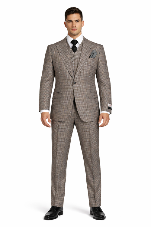 1920'S 1930'S Vintage Suit - Peak Lapel Suit - Vested Suit - Peak Lapel Double Breasted Suit - Classic Fit Pleated Pants