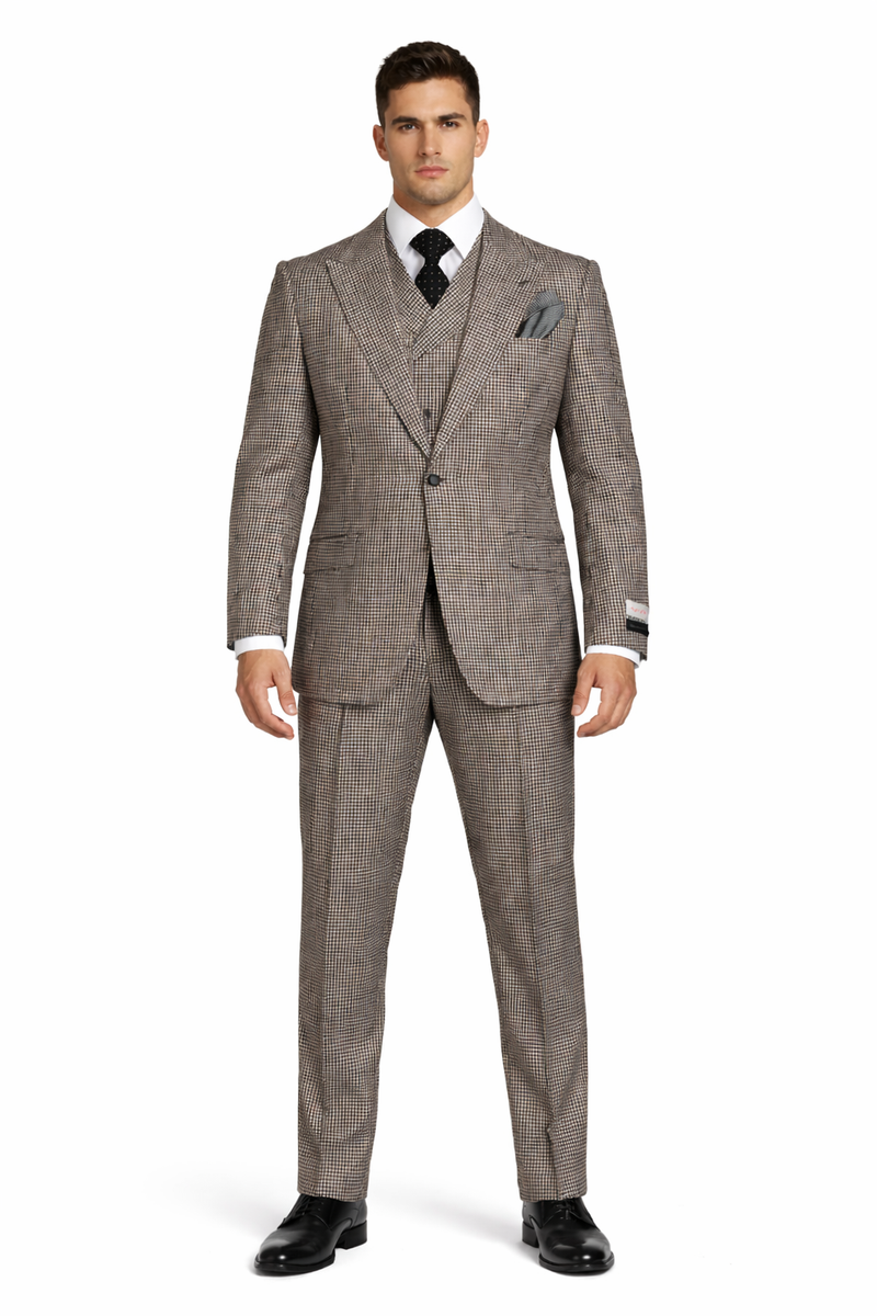 1920'S 1930'S Vintage Suit - Peak Lapel Suit - Vested Suit - Peak Lapel Double Breasted Suit - Classic Fit Pleated Pants