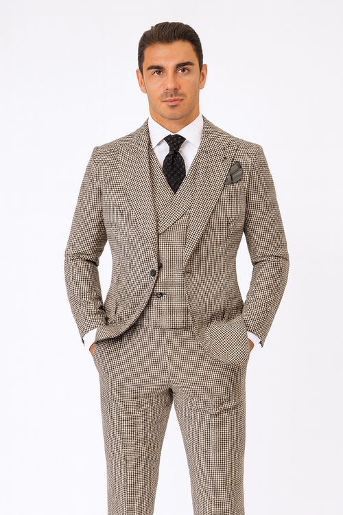 1920'S 1930'S Vintage Suit - Peak Lapel Suit - Vested Suit - Peak Lapel Double Breasted Suit - Classic Fit Pleated Pants