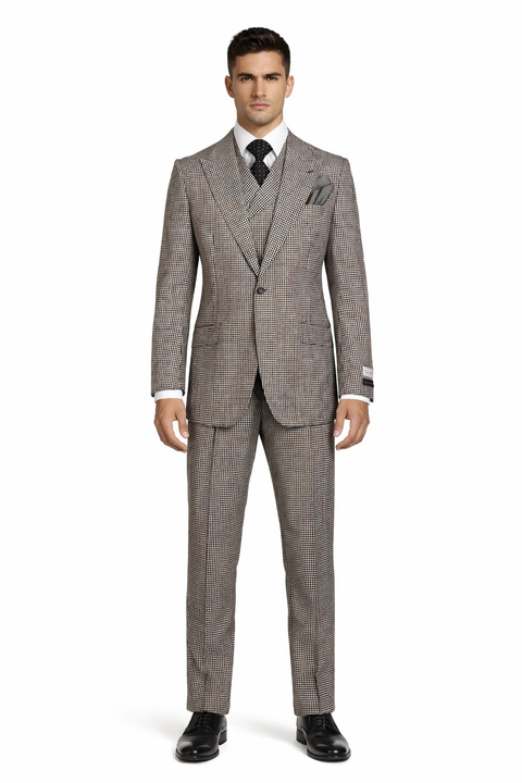 1920'S 1930'S Vintage Suit - Peak Lapel Suit - Vested Suit - Peak Lapel Double Breasted Suit - Classic Fit Pleated Pants