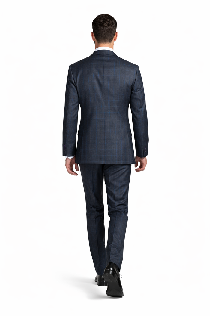 1920s Charcoal Square Plaid Mens Suit 3 Piece DB Vest