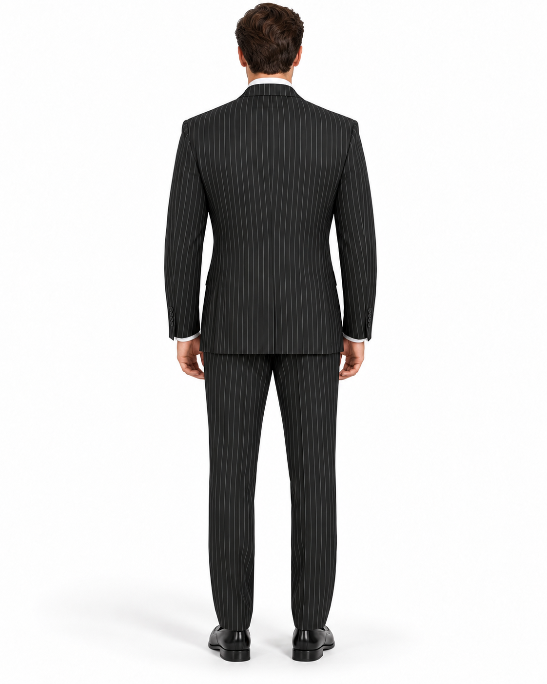 Black Double Breasted Pinstripe Suit