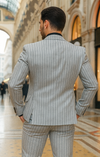 1920s Mint Grey And Black Pinstripe Suit - Vested Stripe Gangster Suit - SAM371SK-01