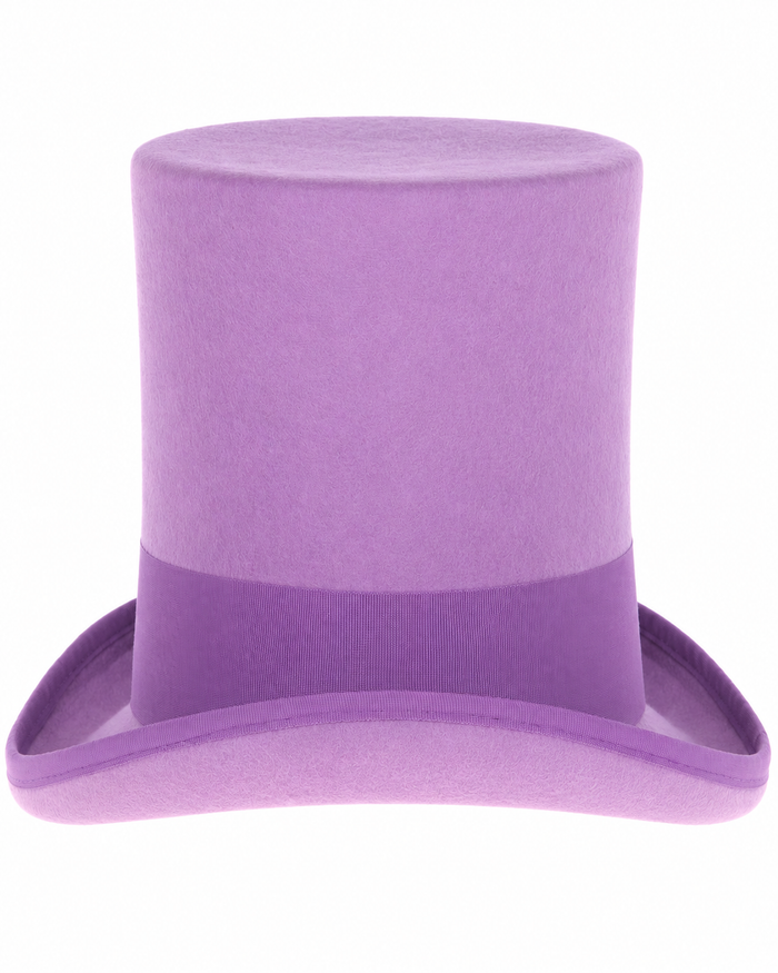 Purple Dress Hat 1920s Fedora Style - Men's Tall 100% Wool Dress Top Hat in Purple