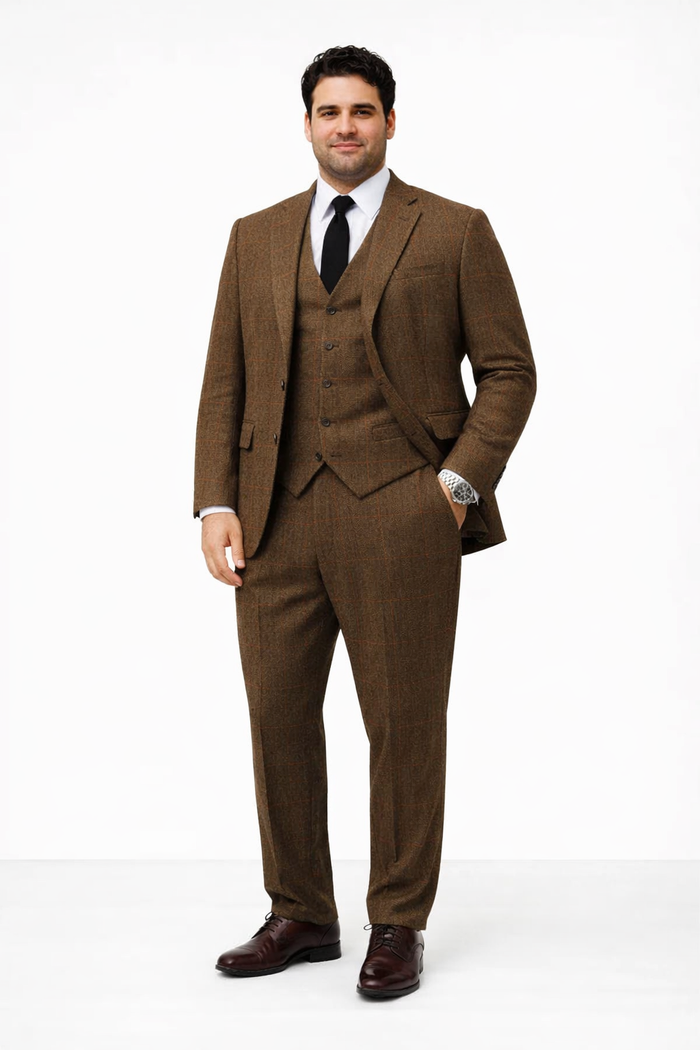 1930s Fashion Tweed ~ Herringbone Pattern  - 1930 Suit -  1930s Tuxedo - Brown Suit